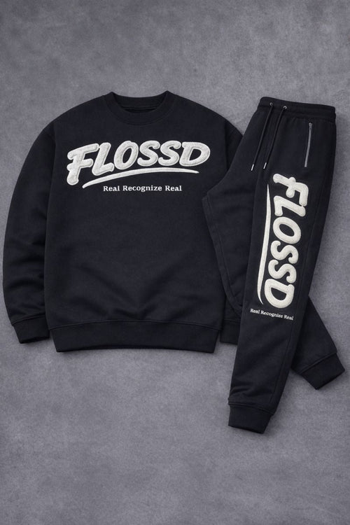 Black - Full Crewneck Tracksuit - FLOSSD