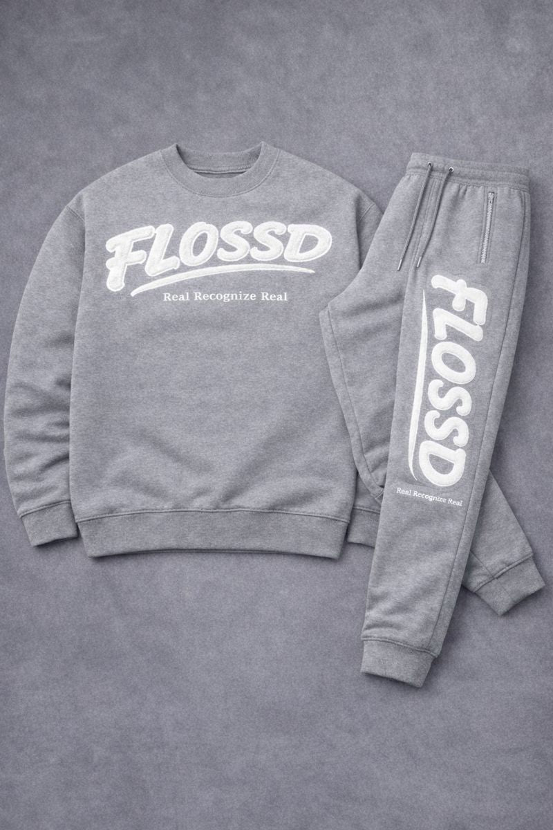 Gray - Full Crewneck Tracksuit - FLOSSD