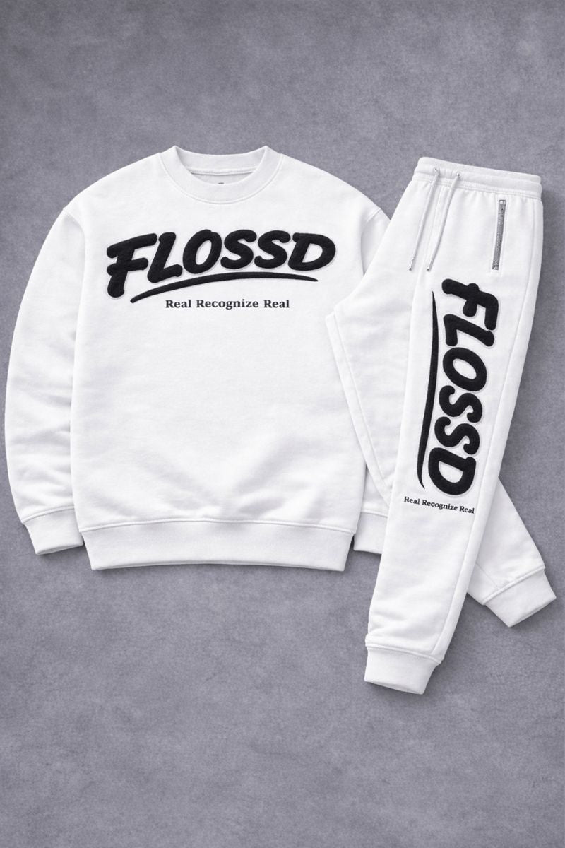 White - full crewneck tracksuit - FLOSSD